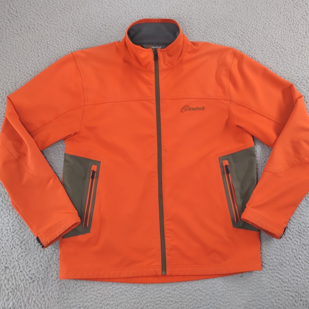 Cloudveil Jacket Mens Medium Orange Softshell Full Zip Hiking Hunting 106522